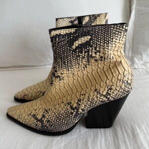 Jeffrey Campbell Flynn Ankle Leather Snakeskin Print Booties
